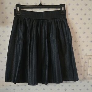 Bisou Bisou Gray Skater Skirt Knee-Length Pleated